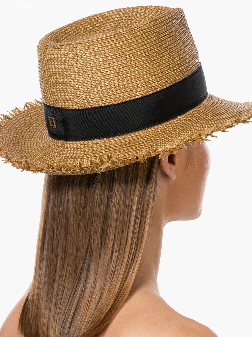 NEW✨NEW✨ Eric Javits Squishee Straw Fedora black ribbon/ subtle “EJ” Logo - Picture 3 of 16